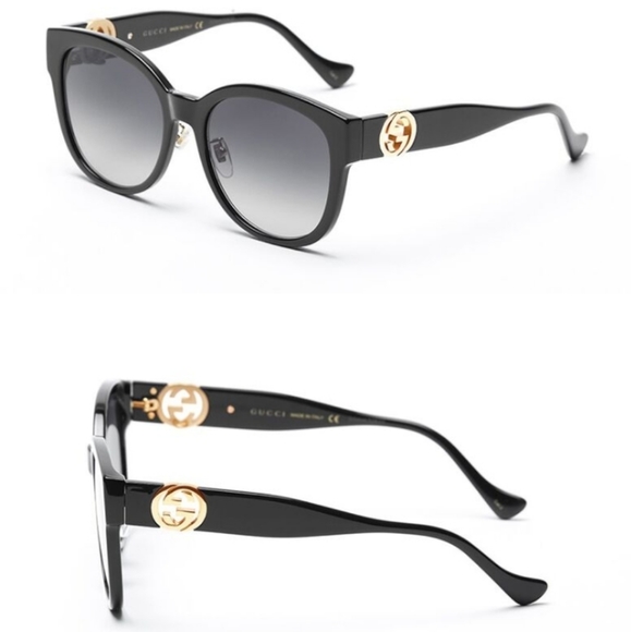 NEW GUCCI WOMEN'S ROUND SUNGLASSES GUCCI GG1028SK 006 GUCCI BLACK EYEWEAR - Picture 3 of 12